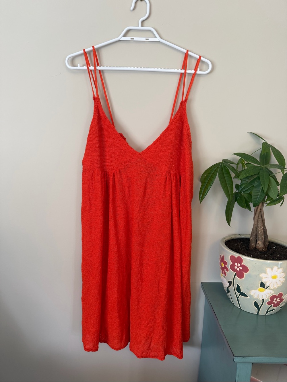 FP Beach Red Mini Dress with Double Spaghetti Straps